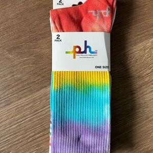Phluid Project Tie-Dye Crew Socks - Yellow, Blue, Purple, Coral